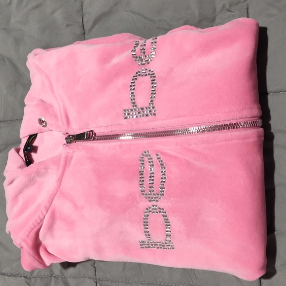Bebe Pink Velour Matching Outfit with Rhinestone Logo Size Small. - Picture 5 of 7